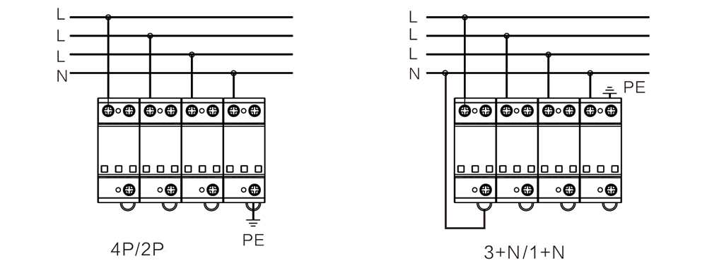 WB-B 100型 二级电源防雷器 接线图