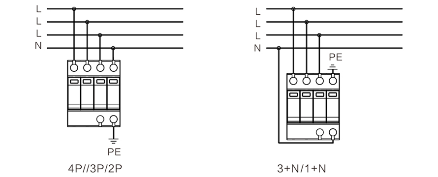 WB-B60 型 二级电源防雷器 接线图